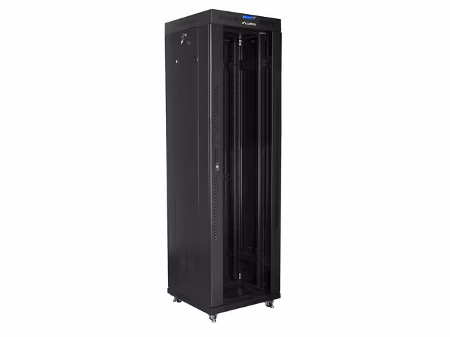 RACKSKÅP 19" FRISTÅENDE 42U/600X600 (FLAT PACK) MED GLASDÖRR LCD SVART LANBERG V2