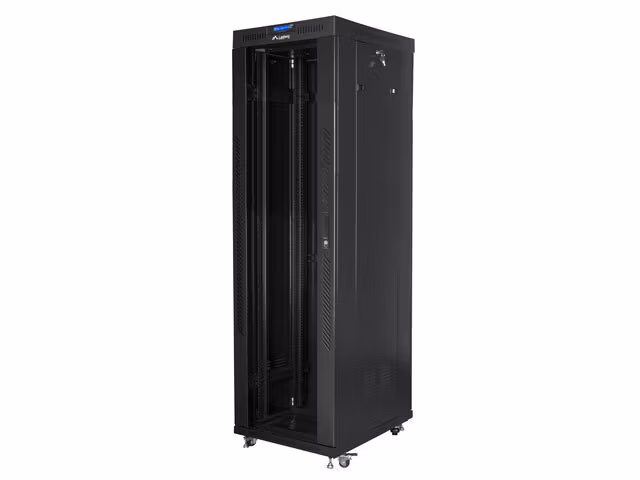 RACKSKÅP 19" FRISTÅENDE 42U/600X800 (FLAT PACK) MED GLASDÖRR LCD SVART LANBERG V2