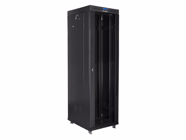 RACKSKÅP 19" FRISTÅENDE 42U/600X800 (FLAT PACK) MED GLASDÖRR LCD SVART LANBERG V2