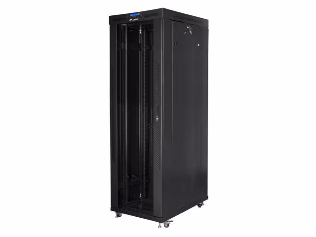 RACKSKÅP 19" FRISTÅENDE 42U/800X1000 (FLAT PACK) MED GLASDÖRR LCD SVART LANBERG V2