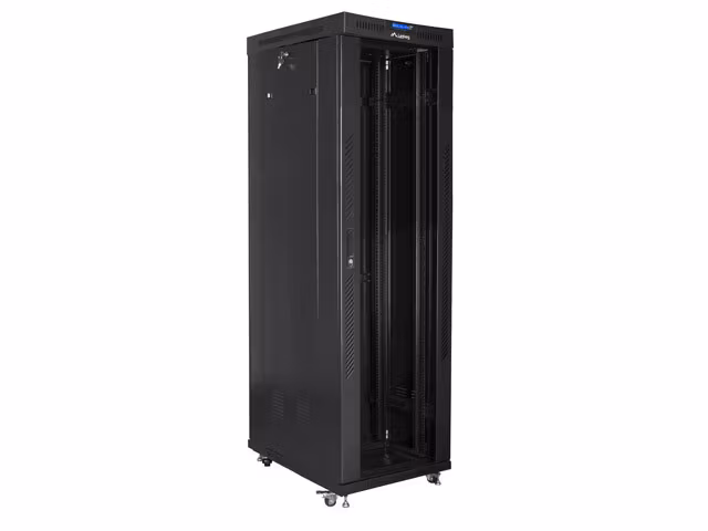 RACKSKÅP 19" FRISTÅENDE 42U/600X1000 (FLAT PACK) MED GLASDÖRR LCD SVART LANBERG V2