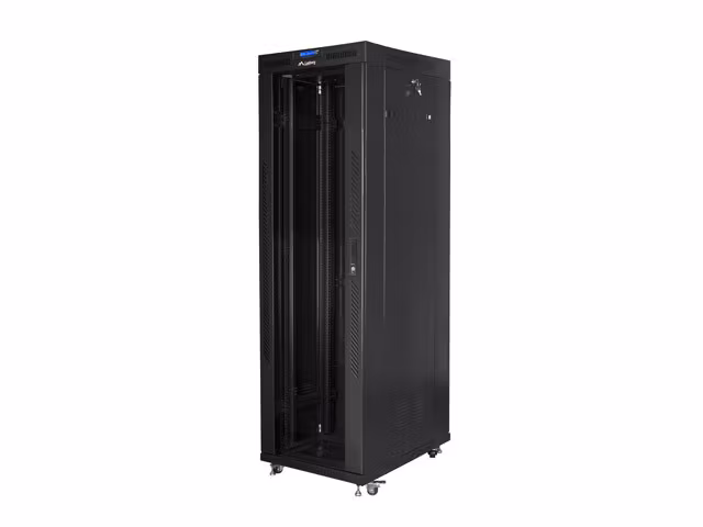 RACKSKÅP 19" FRISTÅENDE 42U/800X800 (FLAT PACK) MED GLASDÖRR LCD SVART LANBERG V2