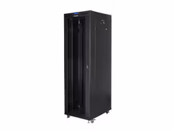 RACKSKÅP 19" FRISTÅENDE 42U/800X800 (FLAT PACK) MED GLASDÖRR LCD SVART LANBERG V2