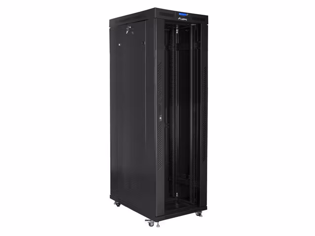 RACKSKÅP 19" FRISTÅENDE 42U/800X1000 (FLAT PACK) MED GLASDÖRR LCD SVART LANBERG V2