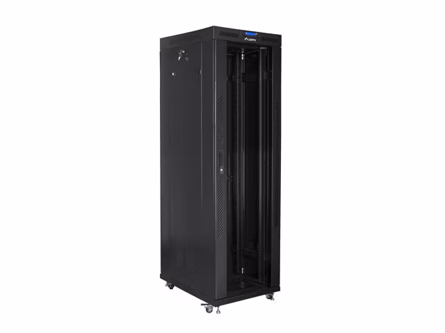 RACKSKÅP 19" FRISTÅENDE 42U/800X800 (FLAT PACK) MED GLASDÖRR LCD SVART LANBERG V2