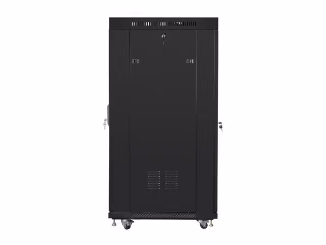 RACKSKÅP 19" FRISTÅENDE 27U/800X1000 (FLAT PACK) MED GLASDÖRR LCD SVART LANBERG V2