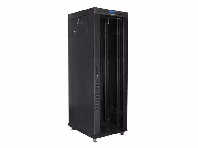 RACKSKÅP 19" FRISTÅENDE 37U/800X1000 (FLAT PACK) SVART MED GLASDÖRR LCD LANBERG V2
