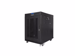 RACKSKÅP 19" FRISTÅENDE 15U/800X1000 (FLAT PACK) SVART MED GLASDÖRR LCD LANBERG V2