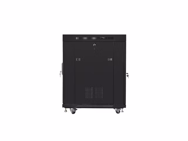 RACKSKÅP 19" FRISTÅENDE 15U/800X1000 (FLAT PACK) SVART MED GLASDÖRR LCD LANBERG V2