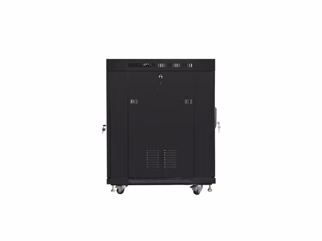 RACKSKÅP 19" FRISTÅENDE 15U/800X1000 (FLAT PACK) SVART MED GLASDÖRR LCD LANBERG V2