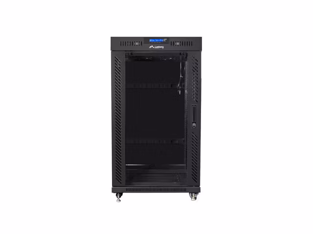 RACKSKÅP 19" FRISTÅENDE 22U/800X1000 (FLAT PACK) SVART MED GLASDÖRR LCD LANBERG V2