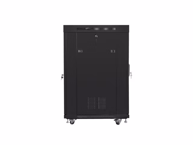 RACKSKÅP 19" FRISTÅENDE 22U/800X800 (FLAT PACK) SVART MED GLASDÖRR LCD LANBERG V2