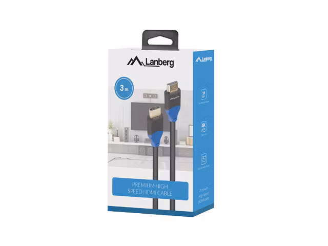 HDMI M/M V2.0 KABEL 3M 4K CU SVART BOX LANBERG