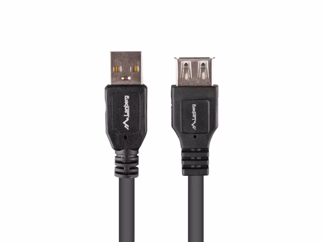 USB-A M/F 2.0 KABEL 1,8M SVART BOX LANBERG