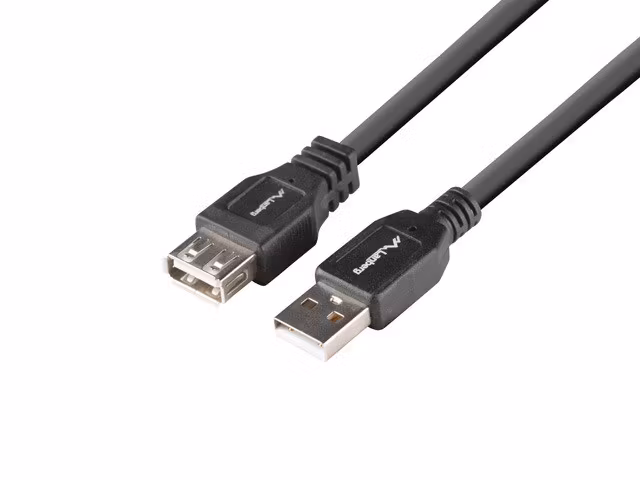 USB-A M/F 2.0 KABEL 1,8M SVART BOX LANBERG