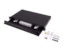 RACKMOUNT 19" 1U FIBER PATCHPANEL LANBERG 24XSC DUPLEX / 24XLC QUAD SVART + TILLBEHÖR