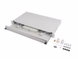 RACKMOUNT 19" 1U FIBER PATCHPANEL LANBERG 24XSC DUPLEX / 24XLC QUAD GRÅ + TILLBEHÖR