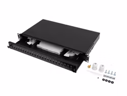 RACKMOUNT 19" 1U FIBER PATCHPANEL LANBERG 24XST / 24XFC SVART + TILLBEHÖR