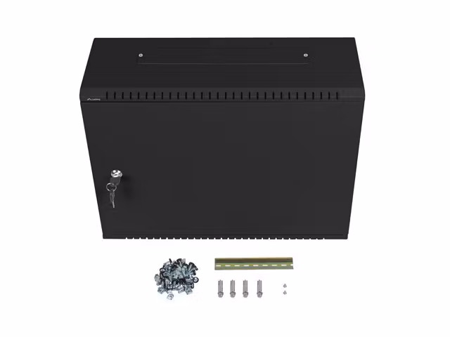 RACKSKÅP 19" VÄGGMONTERAT 4U+3U/540X200 LÅGPROFIL SVART LANBERG (MONTERAT)