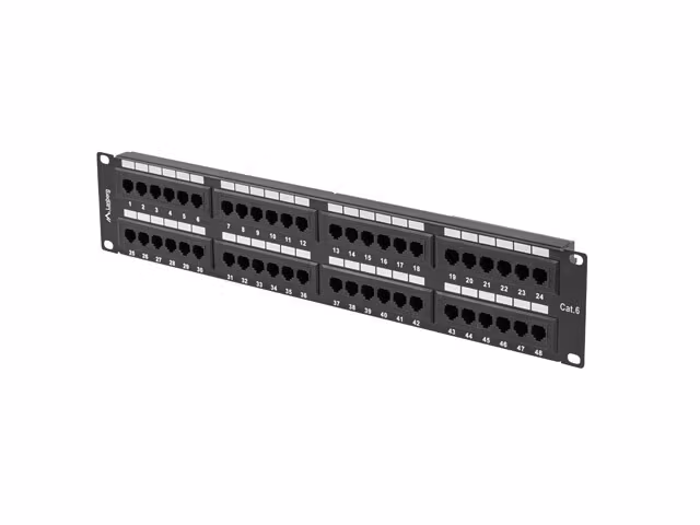 PATCHPANEL 48 PORT 2U 19" CAT.6 UTP SVART LANBERG