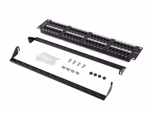 PATCHPANEL 48 PORT 2U 19" CAT.6 UTP SVART LANBERG