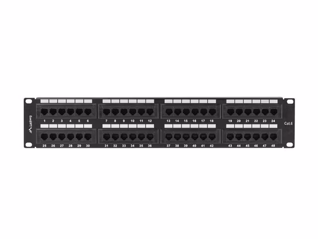 PATCHPANEL 48 PORT 2U 19" CAT.6 UTP SVART LANBERG