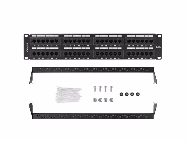 PATCHPANEL 48 PORT 2U 19" CAT.5E UTP SVART LANBERG