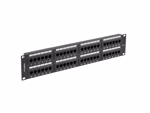 PATCHPANEL 48 PORT 2U 19" CAT.6 UTP SVART LANBERG