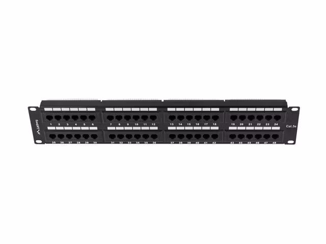 PATCHPANEL 48 PORT 2U 19" CAT.5E UTP SVART LANBERG