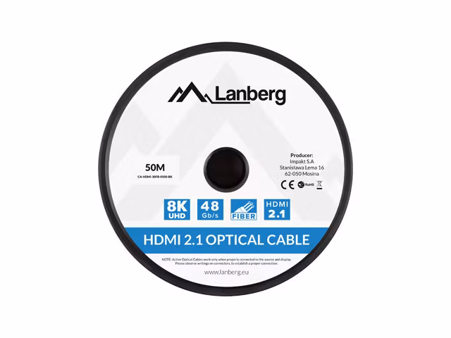 HDMI M/M V2.1 KABEL 50M OPTISK SVART AOC LANBERG