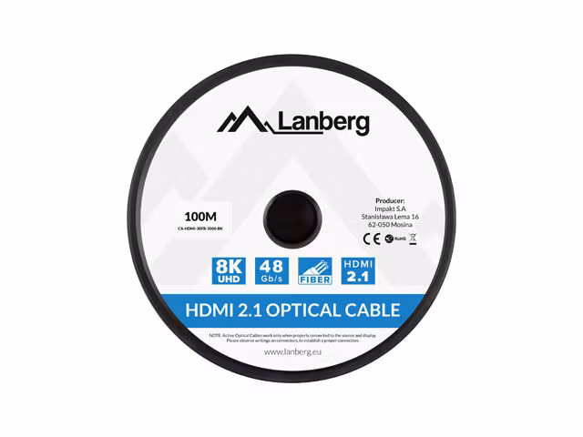 HDMI M/M V2.1 KABEL 100M OPTISK SVART AOC LANBERG