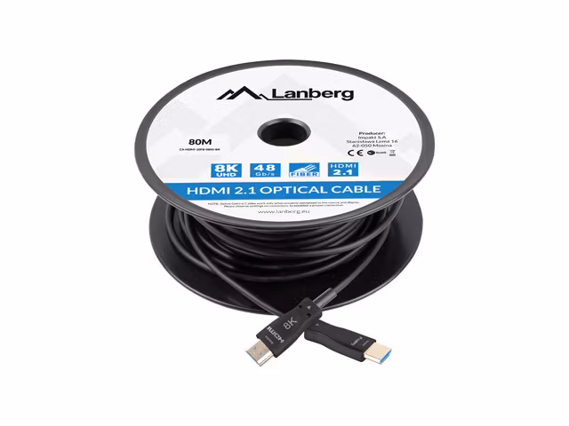 HDMI M/M V2.1 KABEL 80M OPTISK SVART AOC LANBERG
