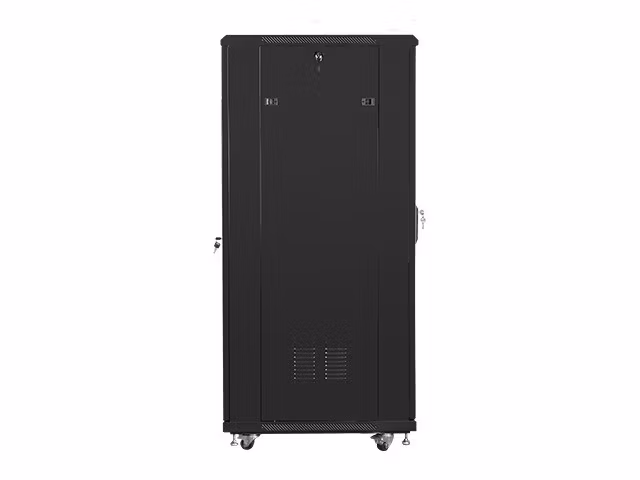 RACKSKÅP 19" FRISTÅENDE 32U/600X800 MED GLASDÖRR SVART LANBERG (MONTERAD)