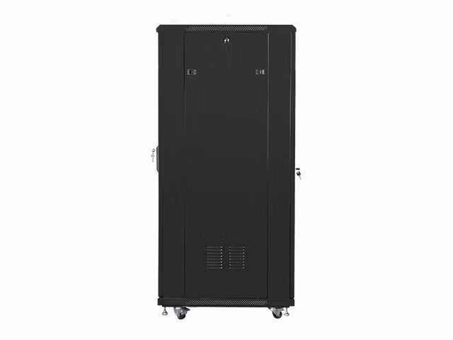 RACKSKÅP 19" FRISTÅENDE 32U/600X800 MED GLASDÖRR SVART LANBERG (MONTERAD)