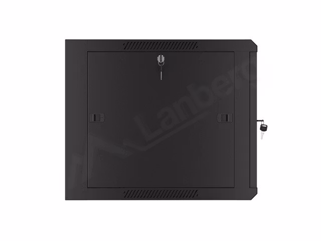 RACKSKÅP 19" VÄGGMONTERAT 9U/600 MED GLASDÖRR SVART LANBERG (MONTERAD)