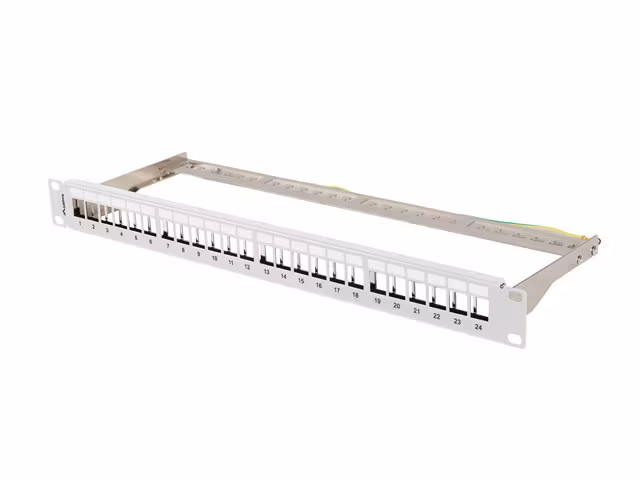 PATCHPANEL BLANK 24 PORT 1U 19" FTP FÖR KEYSTONE MODULER GRÅ LANBERG