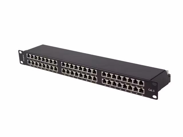 PATCHPANEL 48 PORT 1U 19" CAT.5E FTP SKÄRMAD SVART LANBERG