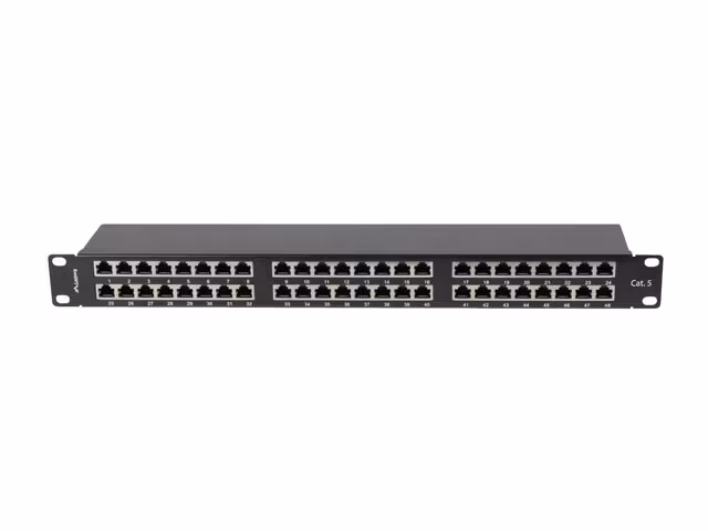 PATCHPANEL 48 PORT 1U 19" CAT.5E FTP SKÄRMAD SVART LANBERG