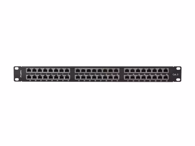 PATCHPANEL 48 PORT 1U 19" CAT.5E FTP SKÄRMAD SVART LANBERG