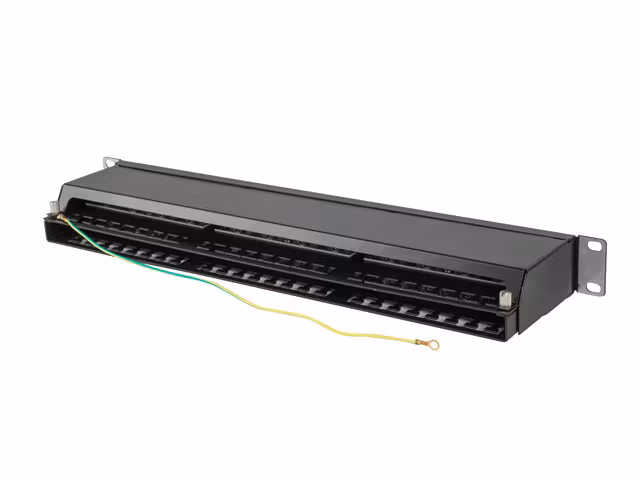 PATCHPANEL 48 PORT 1U 19" CAT.5E FTP SKÄRMAD SVART LANBERG