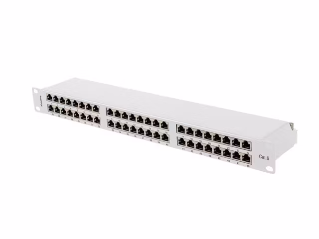 PATCHPANEL 48 PORT 1U 19" CAT.6 FTP SKÄRMAD GRÅ LANBERG