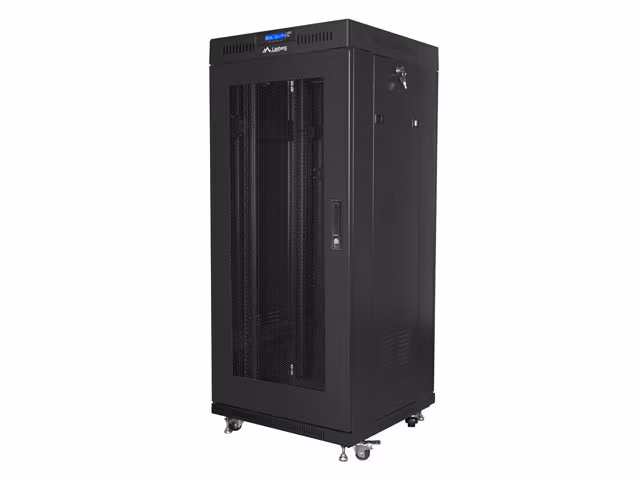RACKSKÅP 19" FRISTÅENDE 27U/600X600 (FLAT PACK) MED NÄTDÖRR LCD SVART LANBERG V2