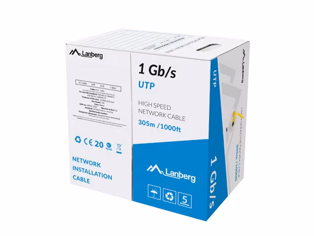 LAN-KABEL 1GB/S 305M SOLID CCA GUL LANBERG