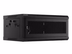 RACKSKÅP 19" VÄGGMONTERAT 4U/600X450 MED PERFORERAD DÖRR SVART LANBERG (FLAT PACK)