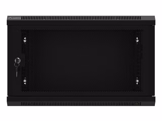 RACKSKÅP 19" VÄGGMONTERAT 6U/600X450 MED PERFORERAD DÖRR SVART LANBERG (FLAT PACK)