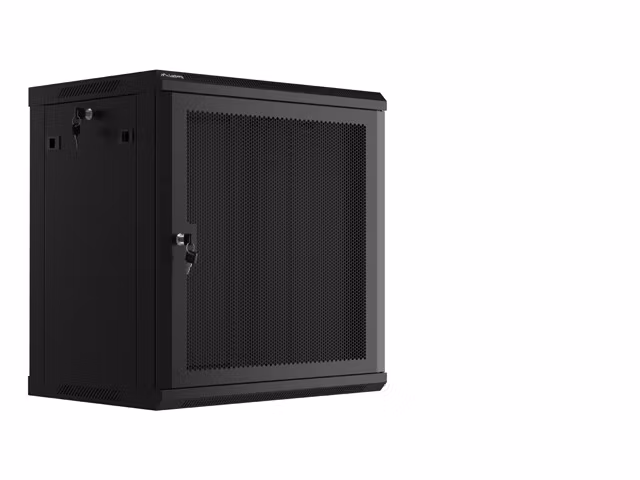 RACKSKÅP 19" VÄGGMONTERAT 12U/600X450 MED PERFORERAD DÖRR SVART LANBERG (FLAT PACK)