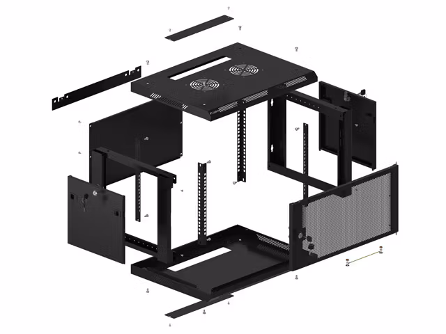 RACKSKÅP 19" VÄGGMONTERAT 6U/600X450 MED PERFORERAD DÖRR SVART LANBERG (FLAT PACK)