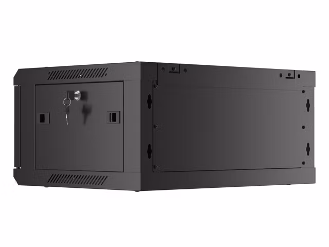 RACKSKÅP 19" VÄGGMONTERAT 4U/600X450 MED PERFORERAD DÖRR SVART LANBERG (FLAT PACK)