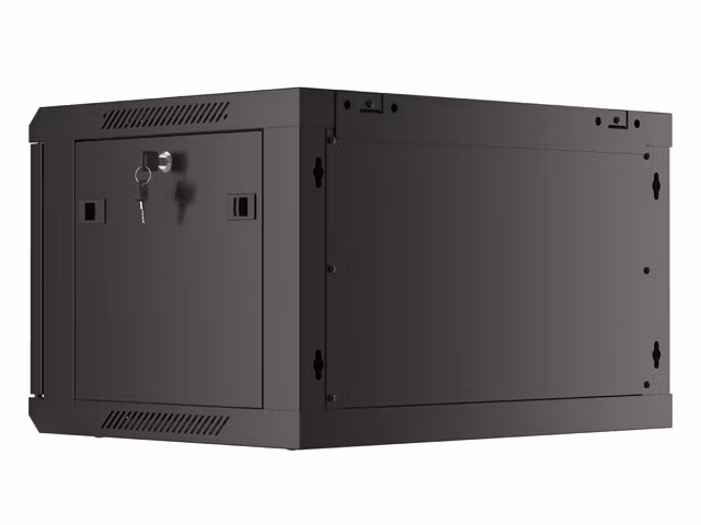 RACKSKÅP 19" VÄGGMONTERAT 6U/600X450 MED PERFORERAD DÖRR SVART LANBERG (FLAT PACK)