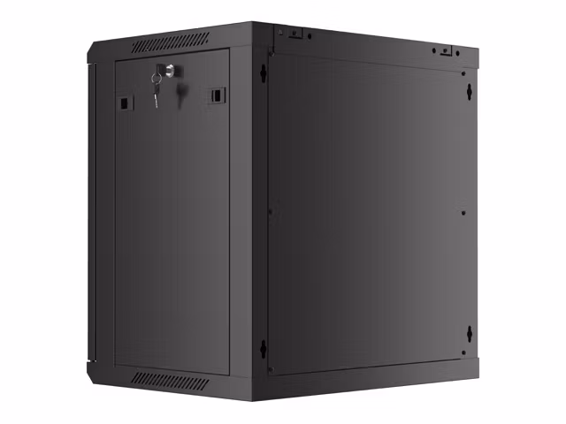 RACKSKÅP 19" VÄGGMONTERAT 12U/600X450 MED PERFORERAD DÖRR SVART LANBERG (FLAT PACK)
